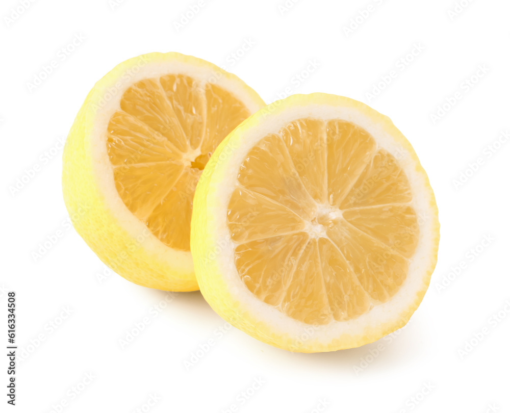Cut fresh lemon on white background