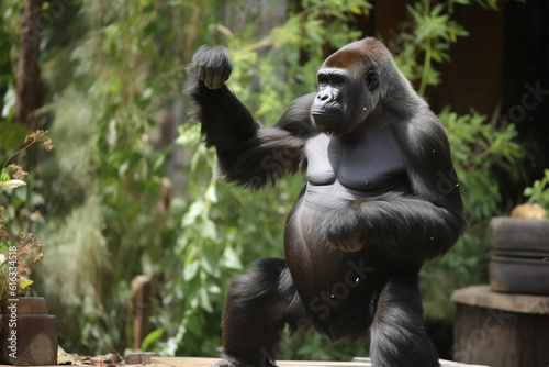 Generative AI. a cute gorilla is dancing