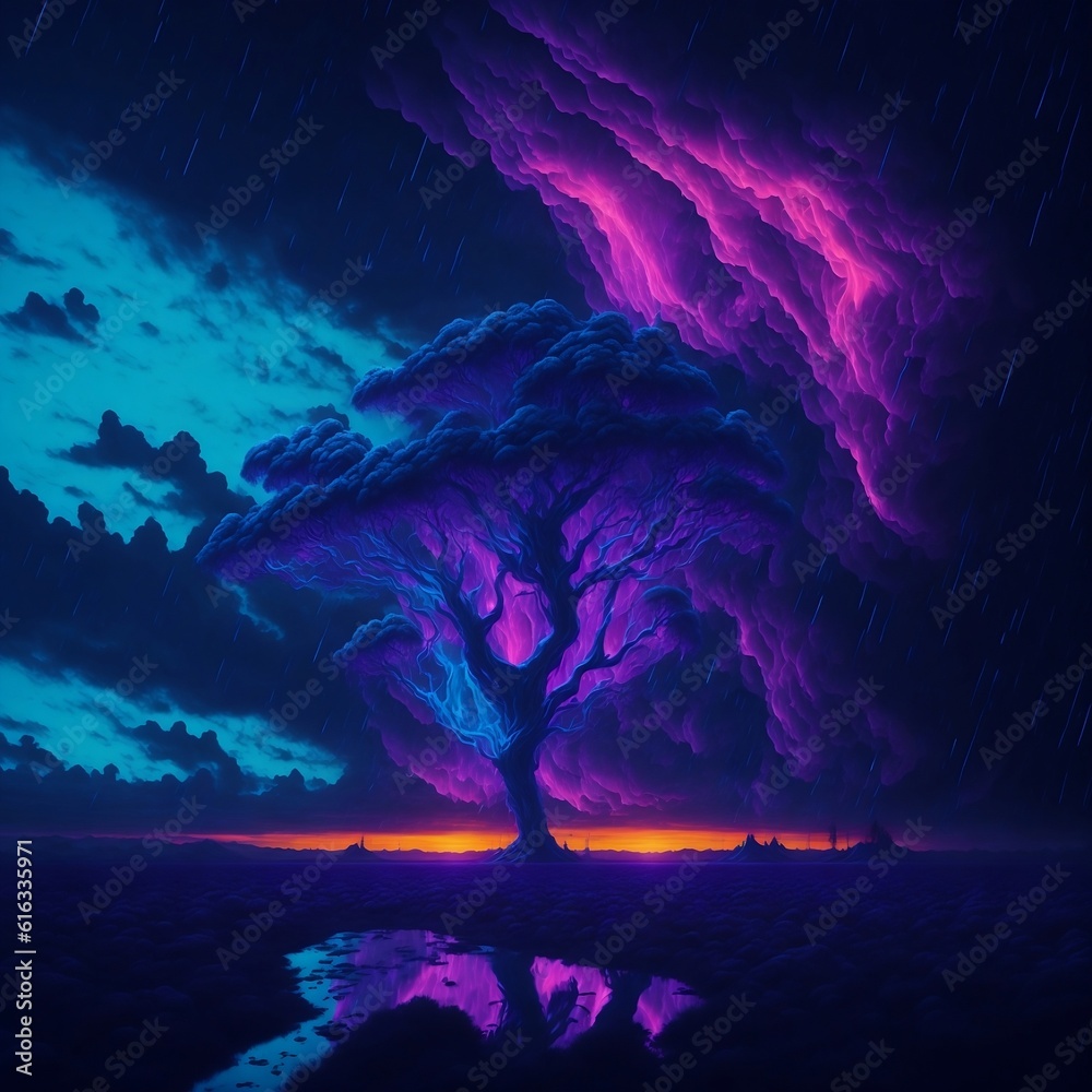 Big tree and neon cloud Big tree and neon cloud