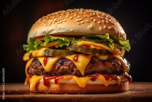 Food photography delicious cheese burger Generative AI