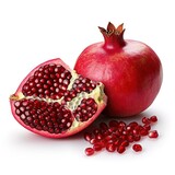 Pomegranate and slice photo with a white background