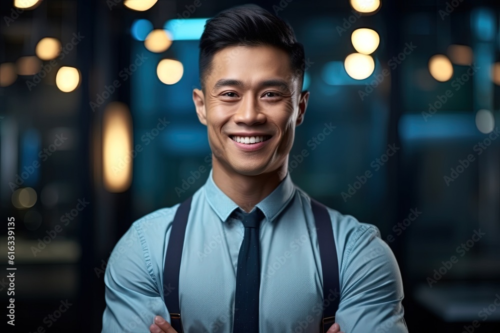 Portrait of a happy asian businessman smiling at the camera.Generative Ai Portrait of a happy asian businessman smiling at the camera.Generative Ai
