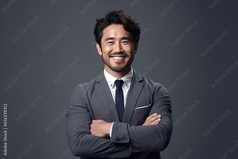 Portrait of a happy asian businessman smiling at the camera.Generative Ai Portrait of a happy asian businessman smiling at the camera.Generative Ai
