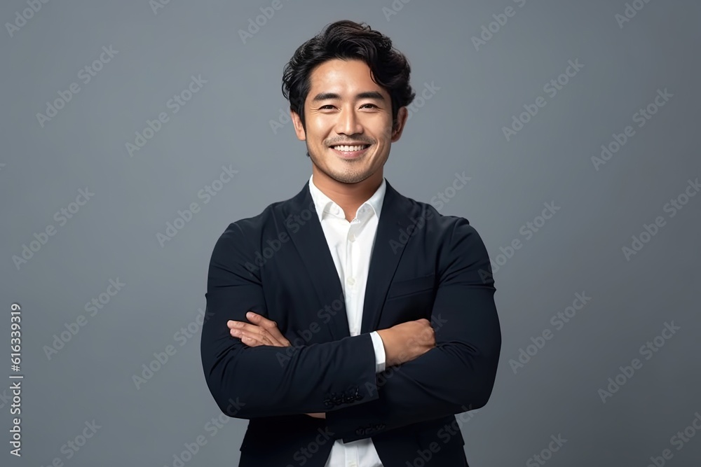 Portrait of a happy asian businessman smiling at the camera.Generative Ai Portrait of a happy asian businessman smiling at the camera.Generative Ai