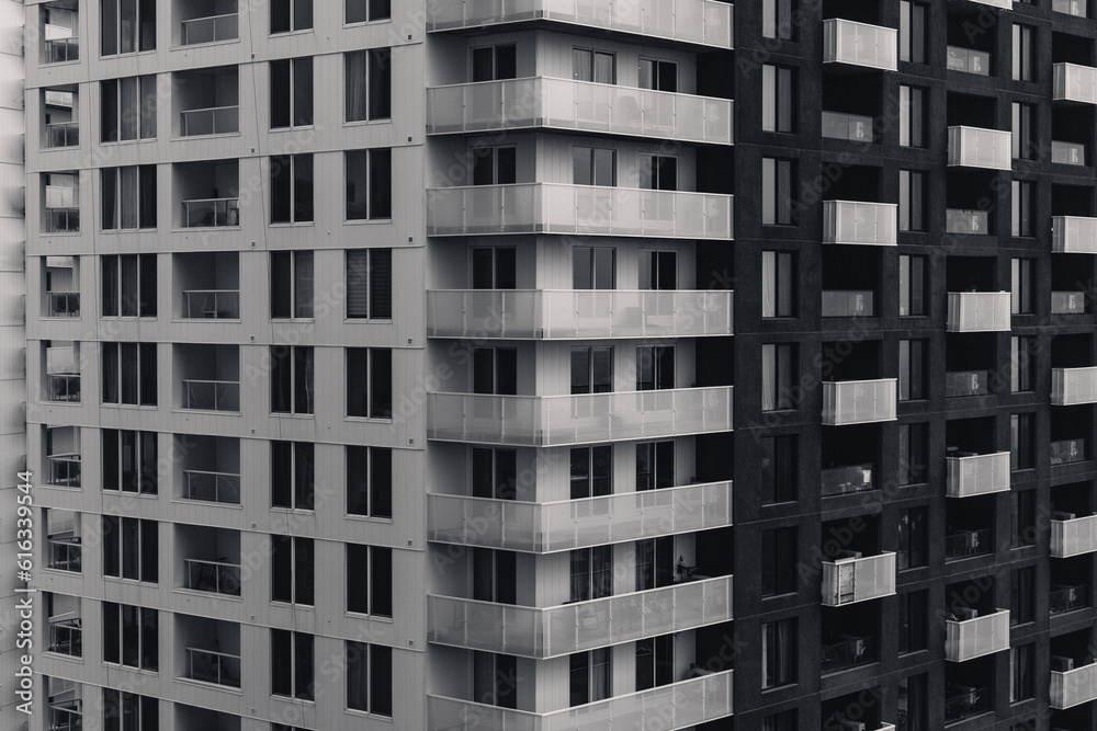 Windows and balconies of the highrise