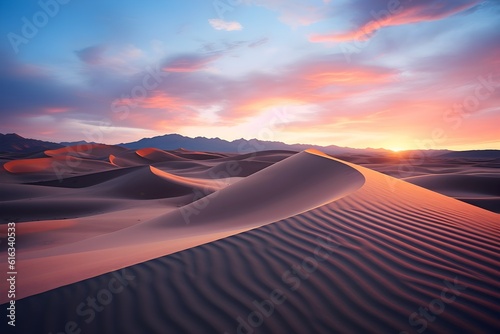  Sand dunes under a sunset