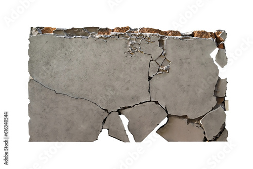 Fototapeta broken building wall, isolated on transparent background, png, Generative Ai