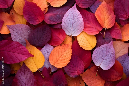 Close-up photo of colourful autumn leaves