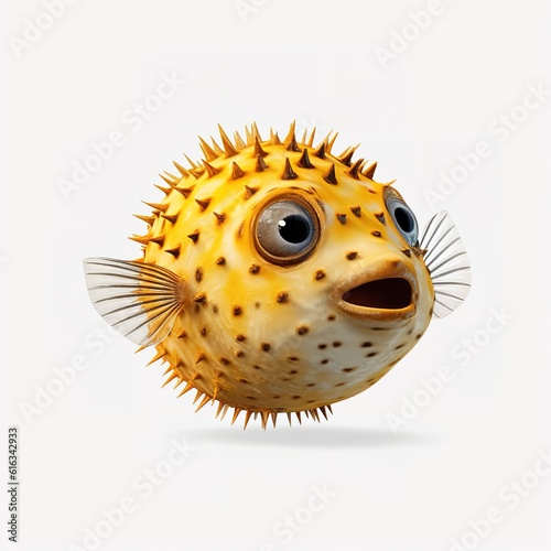 Photo of a Puffer fish with on a white background