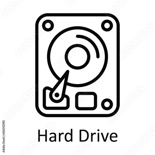 Hard Drive Vector   outline Icon Design illustration. Multimedia Symbol on White background EPS 10 File