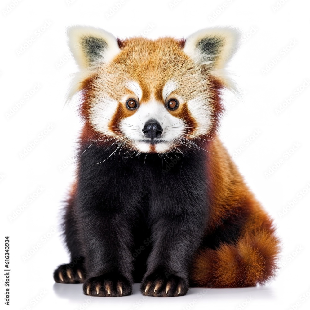 Photo of a red panda with a white background Photo of a red panda with a white background