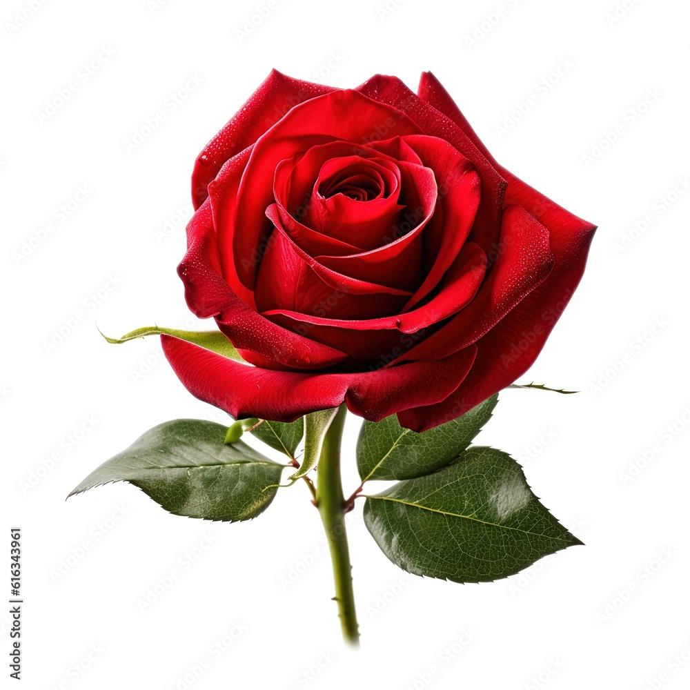 Photo of a red rose with on a white background Photo of a red rose with on a white background
