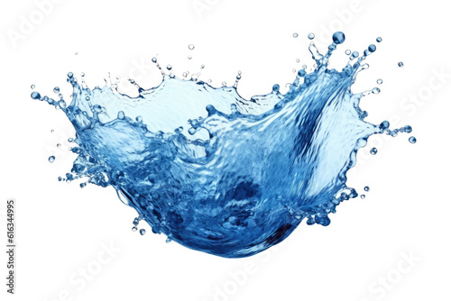 Blue water swirl splash with little bubbles isolated on clear png background, liquid flowing in form of wave, with Generative Ai.