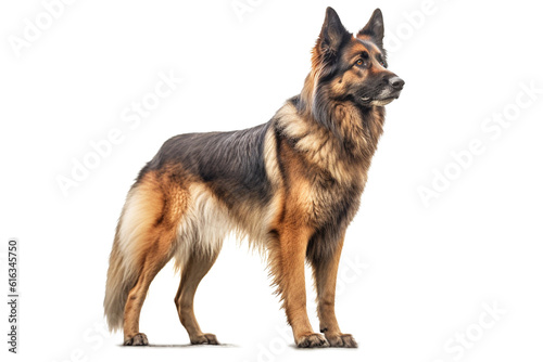 German Shepherd standing  isolated on white. AI generated