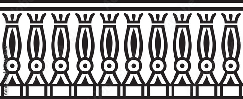 Vector monochrome seamless Egyptian border. Endless black Ornaments of Ancient Egypt. Geometric African frame.