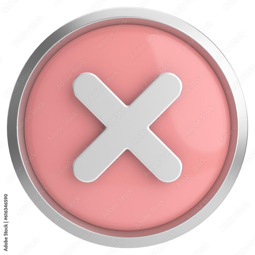 Fototapeta premium 3D close button. Cross sign. 3D illustration.