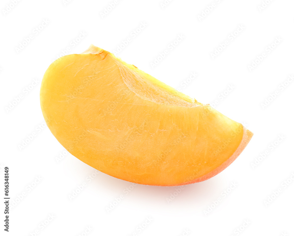 Piece of ripe apricot isolated on white background