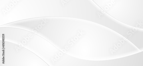 Abstract white grey blurred waves background. Monochrome smooth vector design