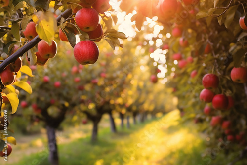 Bountiful Apple Trees in an Orchard during the Fall Season Created with Generative AI Tools