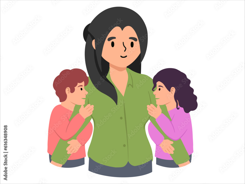 Mom with Son and Daughter or avatar icon illustration Mom with Son and Daughter or avatar icon illustration
