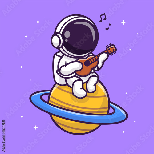 Cute Astronaut Playing Guitar On Planet Cartoon Vector Icon
Illustration. Science Music Icon Concept Isolated Premium
Vector. Flat Cartoon Style