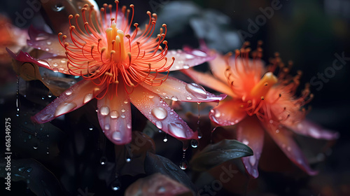 Beautiful flowers in the tropical forest, front view. © ArturSniezhyn