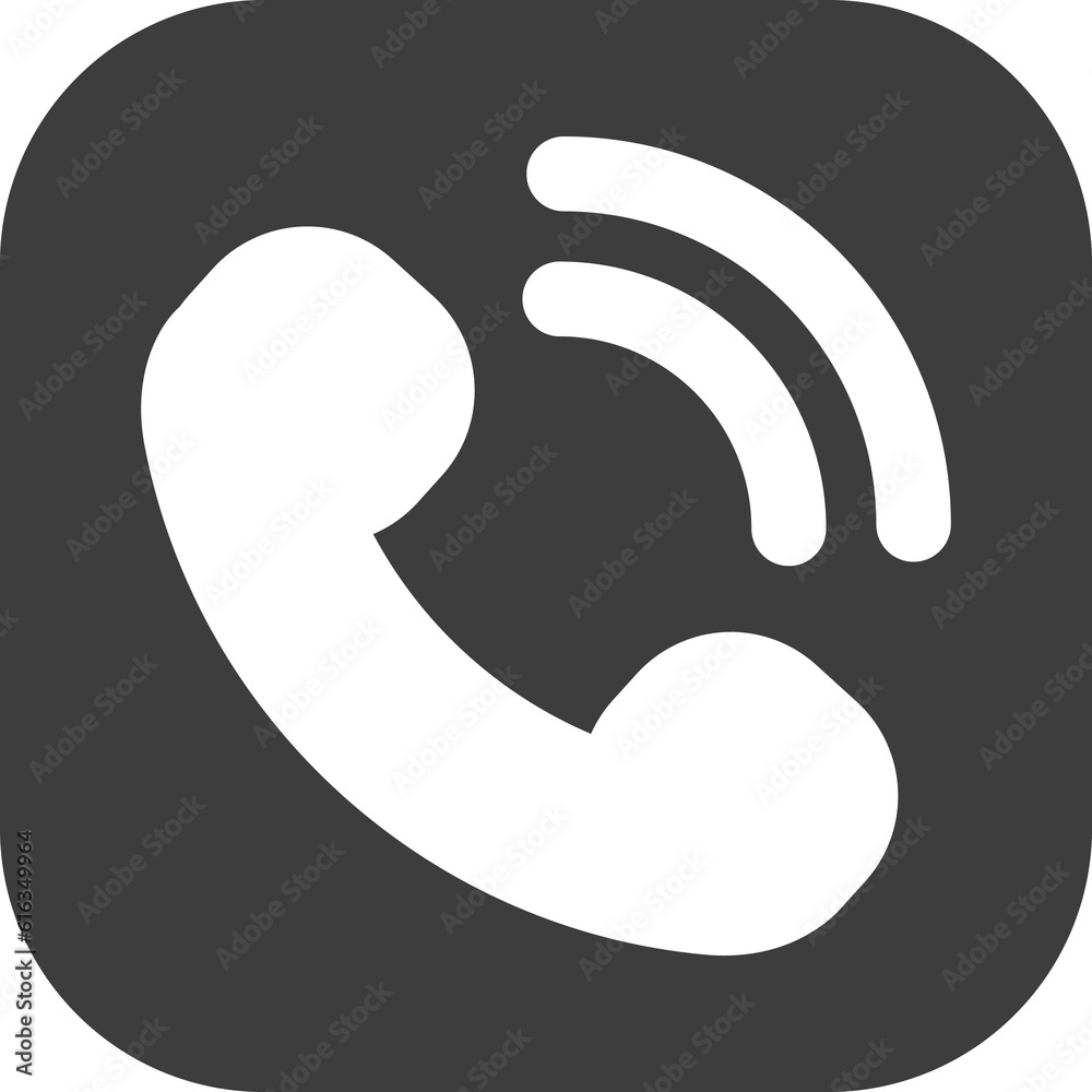 Phone call icon in black square. Phone call icon in black square.
