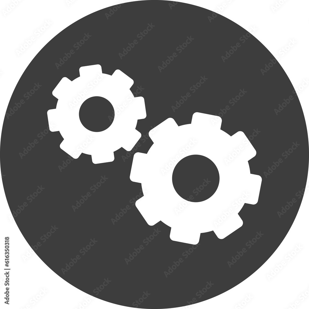 Setting icon in black circle. Setting icon in black circle.
