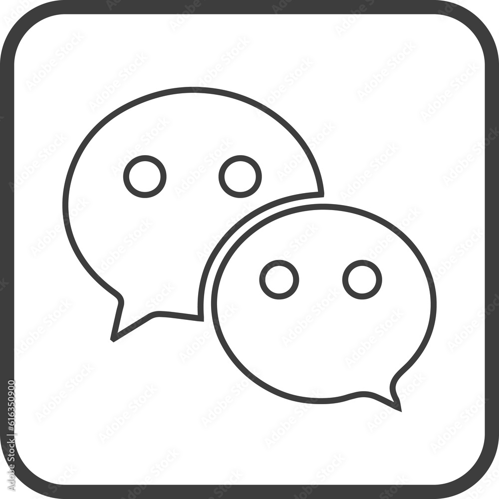 Chat icon in thin line black square frames. Chat icon in thin line black square frames.