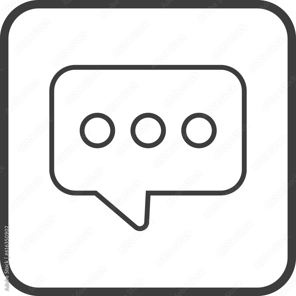 Chat icon in thin line black square frames.
