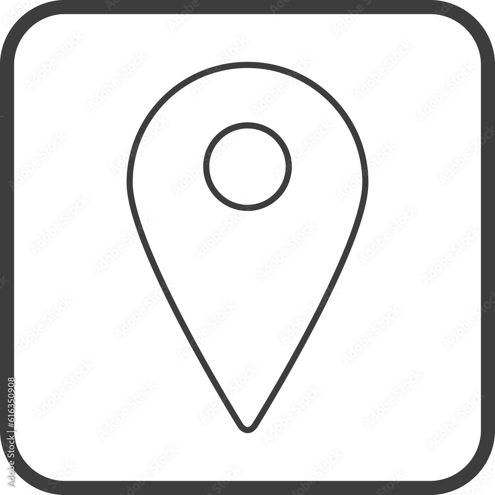 pointer pin icon in thin line black square frames. pointer pin icon in thin line black square frames.