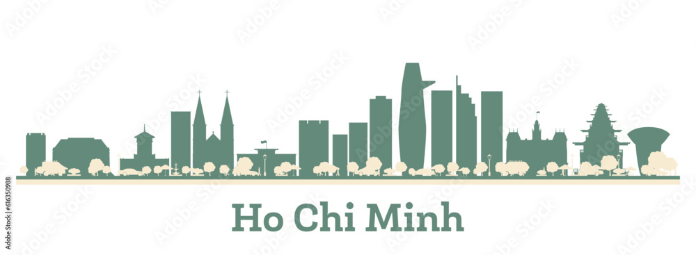 Fototapeta premium Abstract Ho Chi Minh Vietnam City Skyline with Color Buildings.