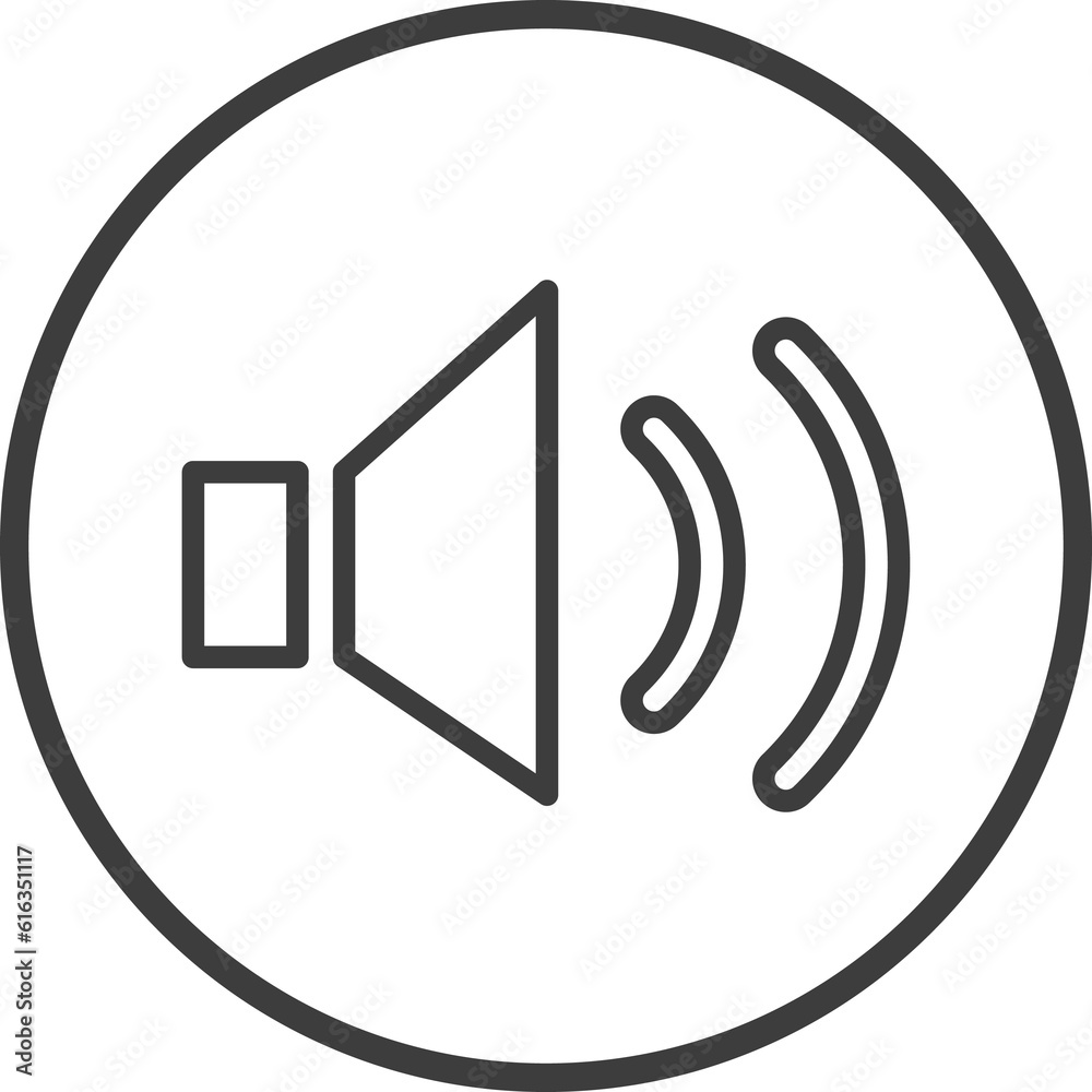 Speaker icon in thin line black circle frames. Speaker icon in thin line black circle frames.