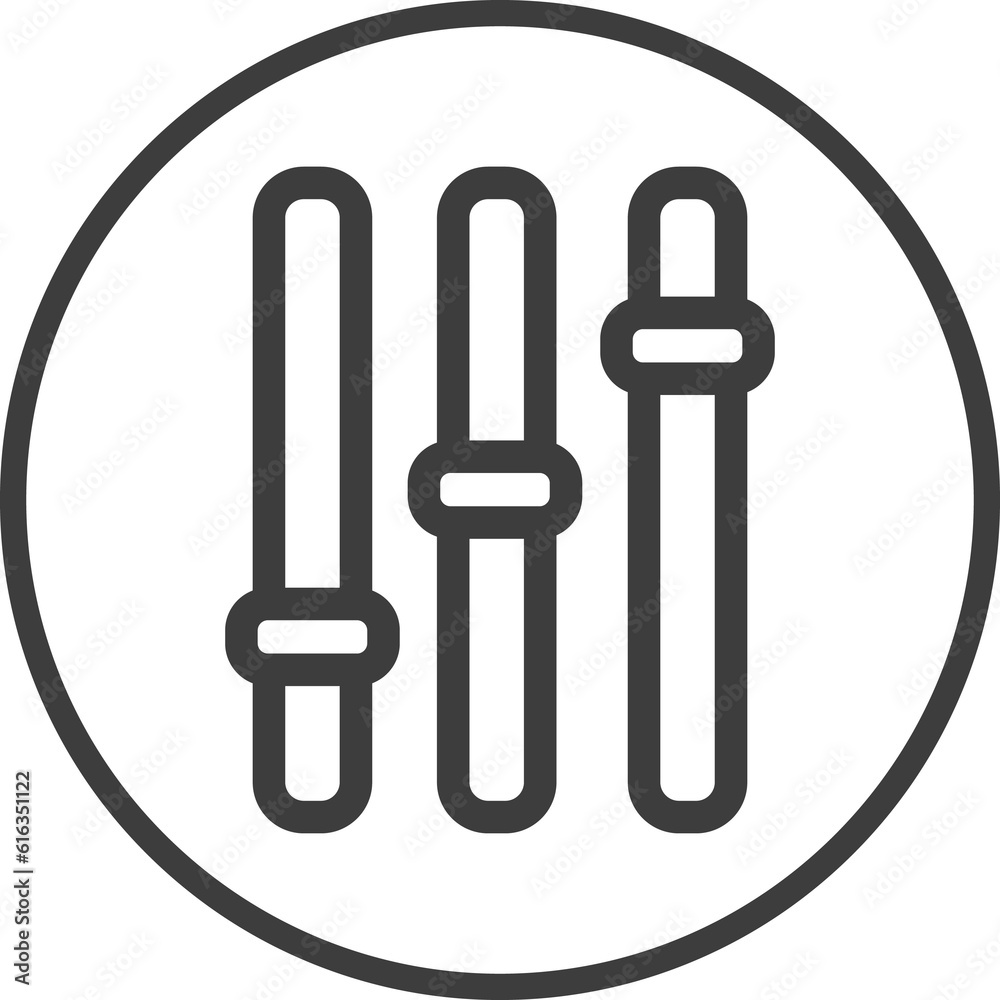 Sound mixer icon in thin line black circle frames. Sound mixer icon in thin line black circle frames.