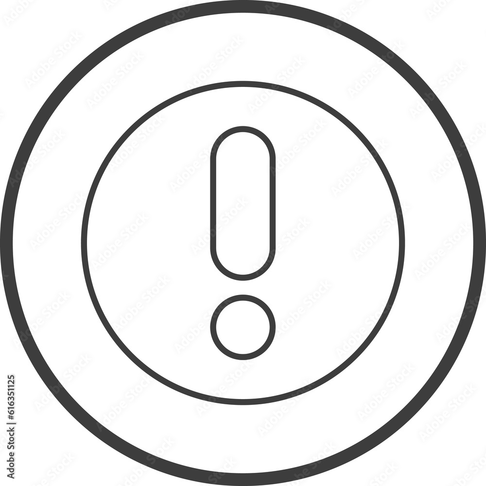 Warn icon in thin line black circle frames.