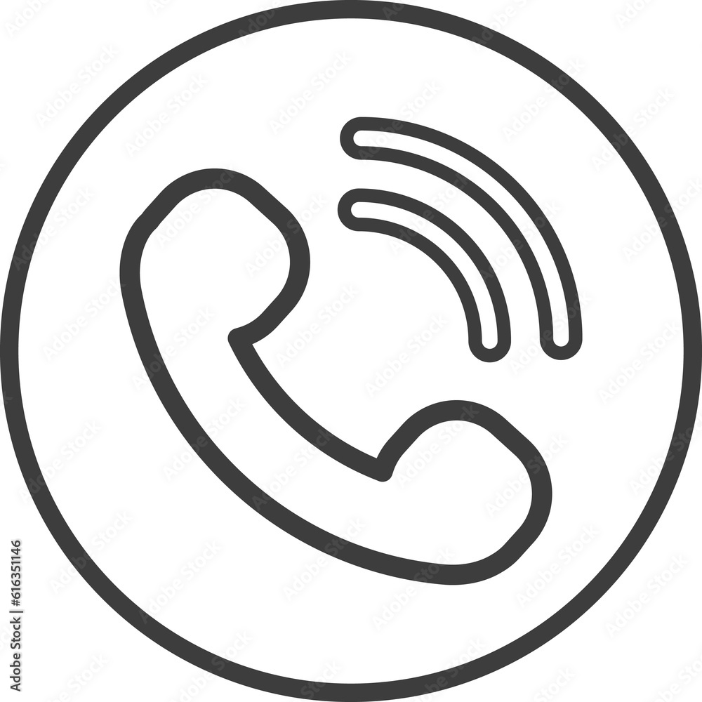 Phone call icon in thin line black circle frames. Phone call icon in thin line black circle frames.