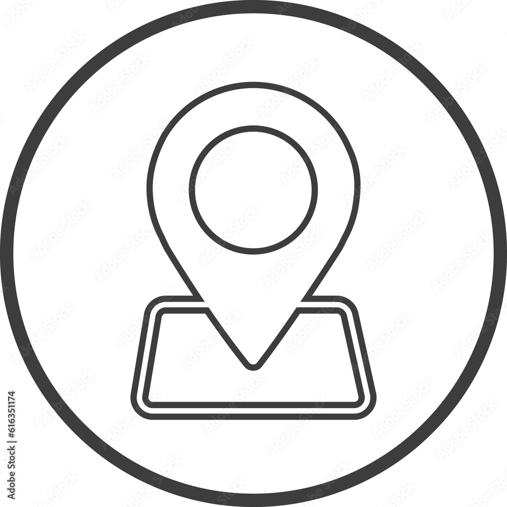 Check in icon in thin line black circle frames. Check in icon in thin line black circle frames.