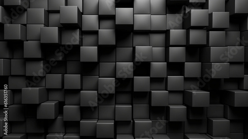 Pattern from black cubes of different sizes. Abstract geometrical