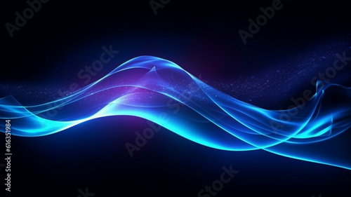 Abstract dark background with blue gradient wave,transparent glowing wave 