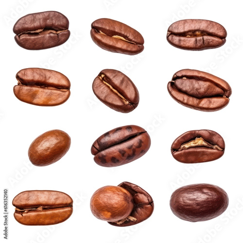 coffee beans isolated on transparent background cutout