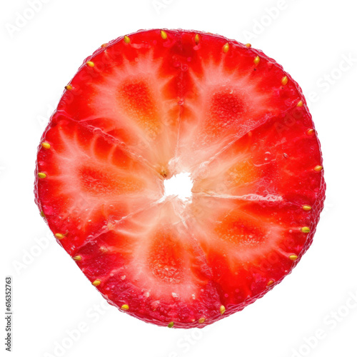 slice of strawberry isolated on transparent background cutout
