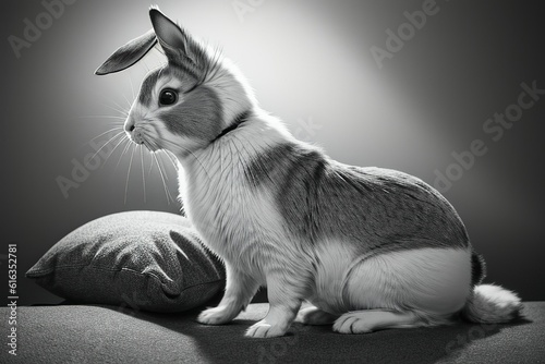 black and white rabbit