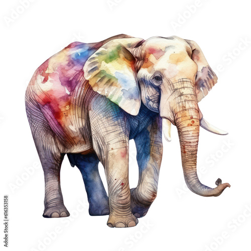 elephant watercolor isolated on transparent background cutout