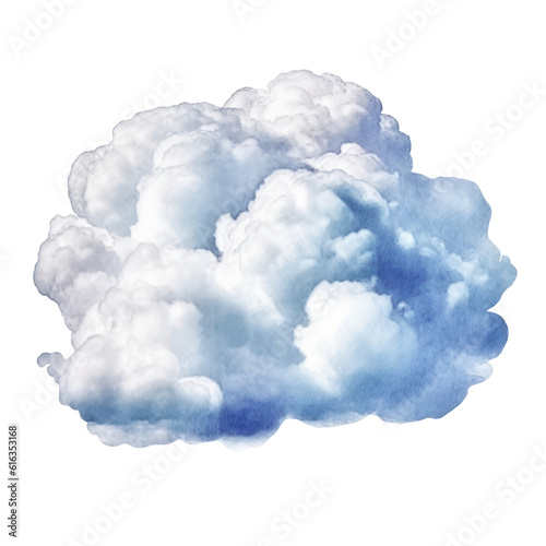 blue sky with clouds watercolor isolated on transparent background cutout