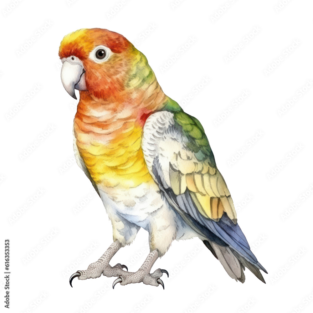 parrot watercolor isolated on transparent background cutout