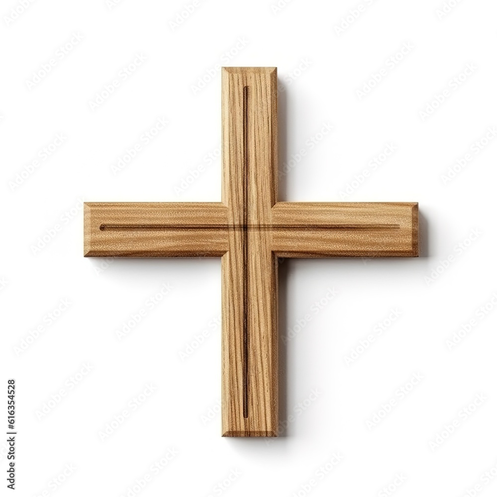 Wooden cross isolate white background