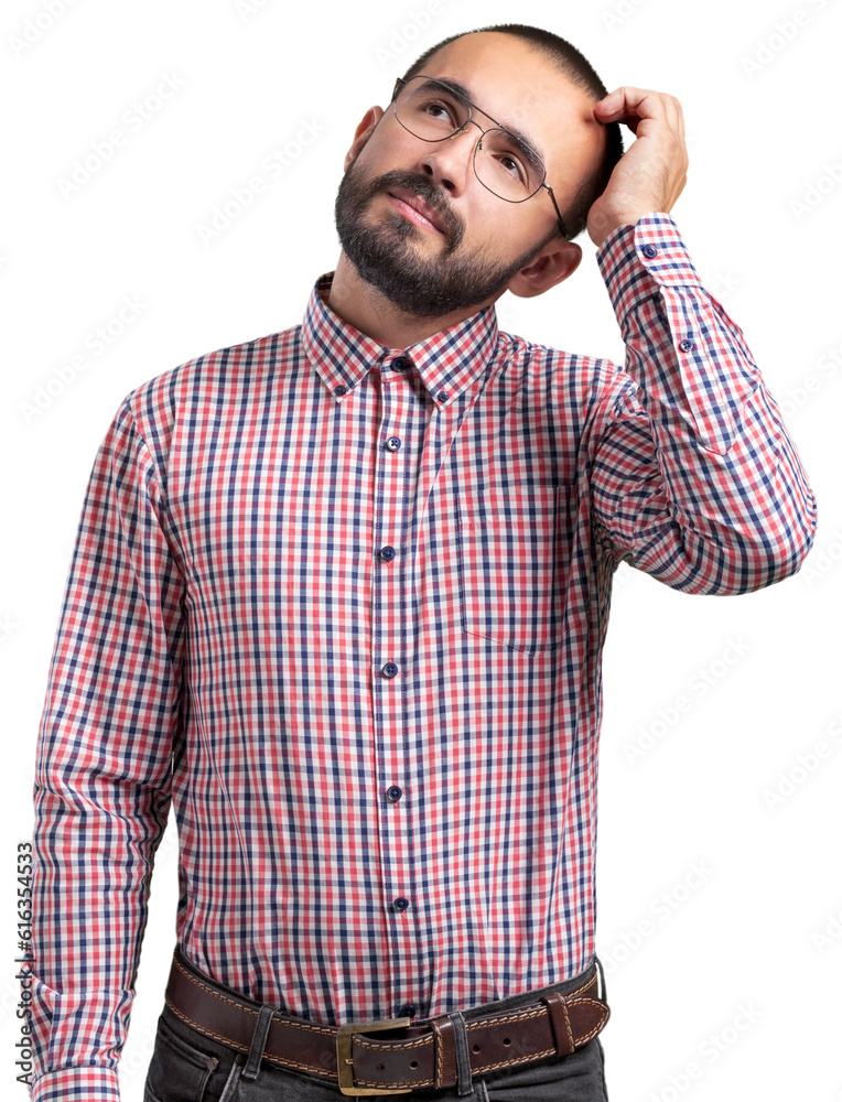 Business man stands and thinks Business man stands and thinks