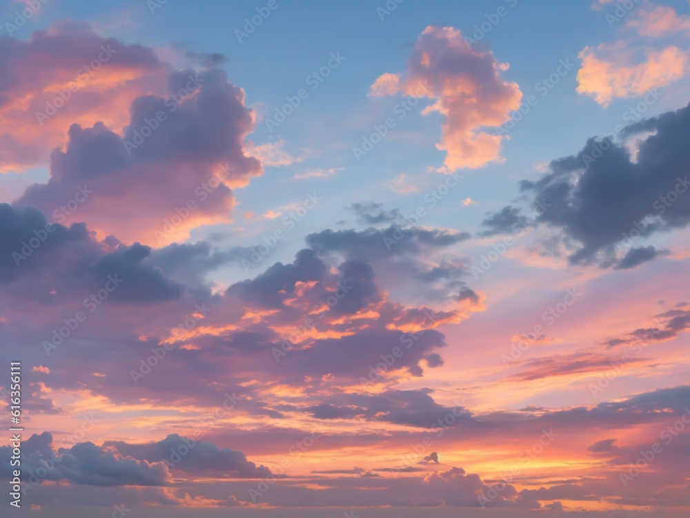 The setting sun casts a mesmerizing light across the sky creating a breathtaking display of colors and casting long shadows that add a touch of magic to the scenery.