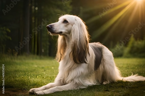 afghan hound in forest generated AI