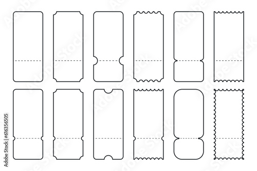 Set of Blank tickets or coupons with barcode, vector templates with copy space isolated on white background. event, airplane, train, circus, sport, football invitation illustration